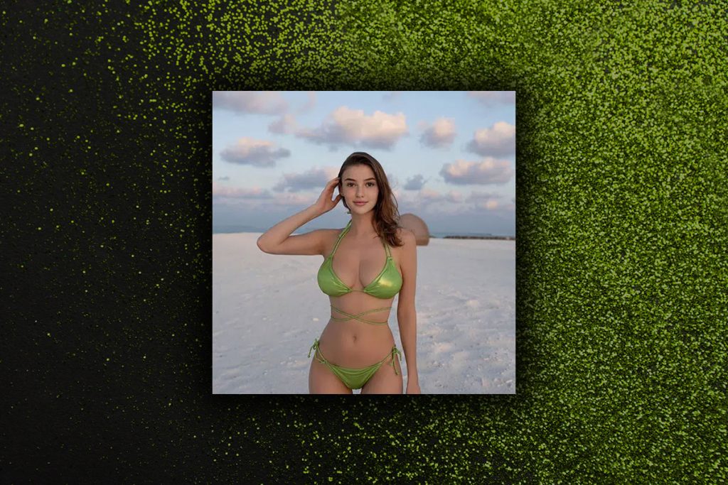 CJ outside in a green bathing suite, strippers in vegas